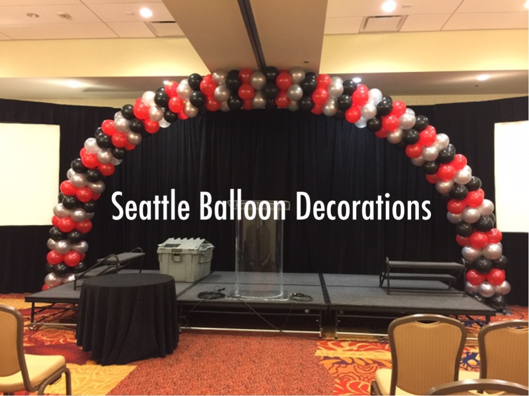 red, black and silver arch | seattle balloon decorations red, black and silver arch | seattle balloon decorations